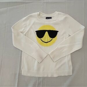The Children's Place White Sweater with Yellow Smiley Face